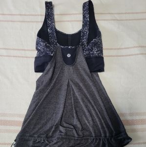 Lululemon women black gray top with build in bra size 4